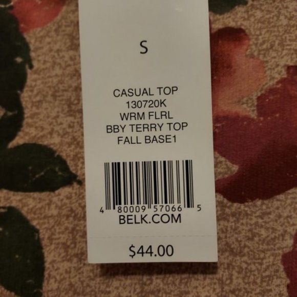 New Directions Fall Floral 3/4 Aleeve with Knot Tie at Hem Size S NWT - Picture 4 of 4